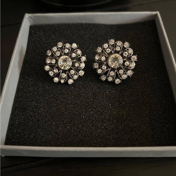 Elegant Silver Crystal Stud Earrings - Picture 1 of 1